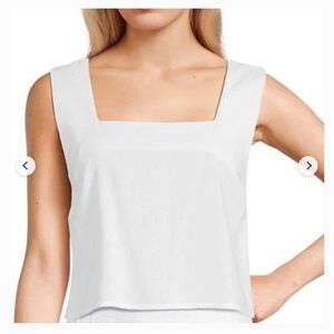 Workshop Republic Clothing White Square-Neck Linen Crop Top